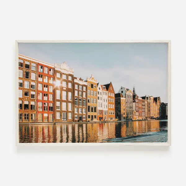 Amsterdam Travel Poster, Europe Canal Homes