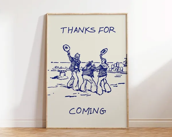 Thanks For Coming Vintage Sailor Poster, Beachy Decor
