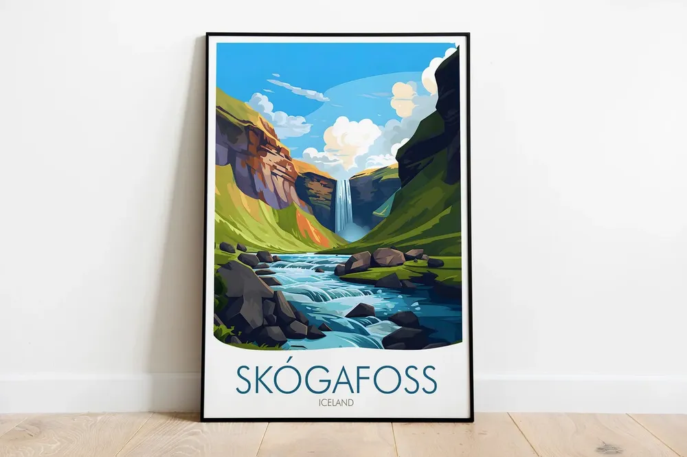 Iceland Travel Print, Skogafoss Waterfall - Image 2