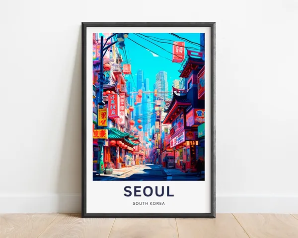 Seoul Travel Poster, South Korea Wall Art