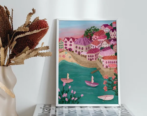 Salcombe Salcombe Retro Beach Art Print