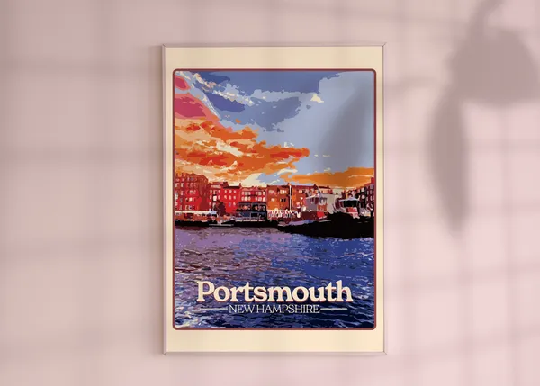 Portsmouth NH New Hampshire Sunset Travel Poster