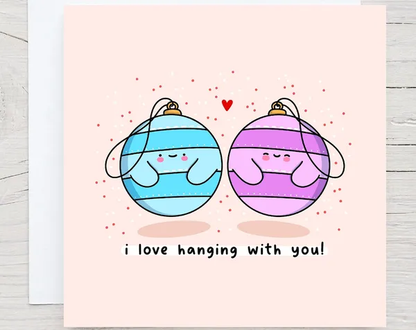 Cute Christmas Bauble, Kawaii Holiday Art Print