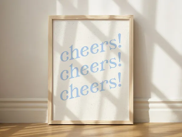 Cheers Blue Bar Cart Decor Art Print