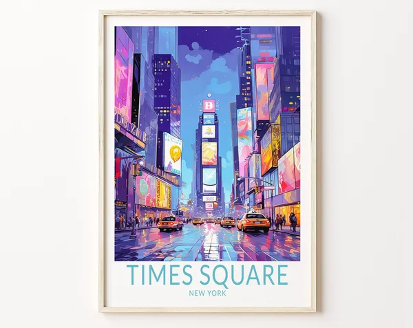 Times Square New York Travel Poster, Wall Art Print