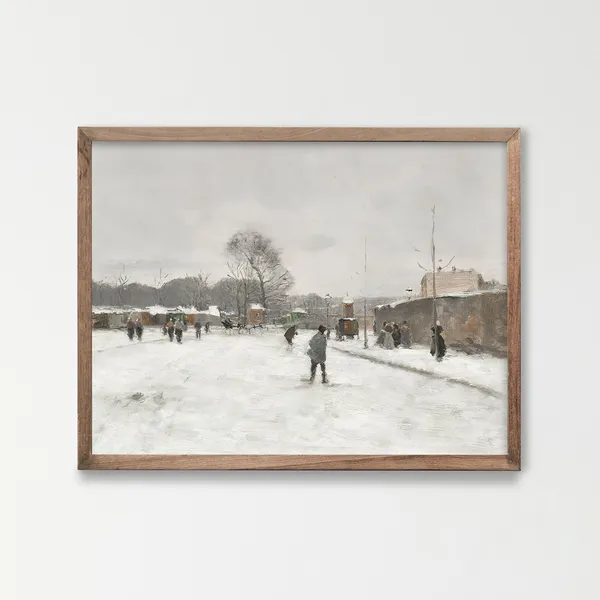 Vintage Winter Europe Street Art Print, Christmas Decor
