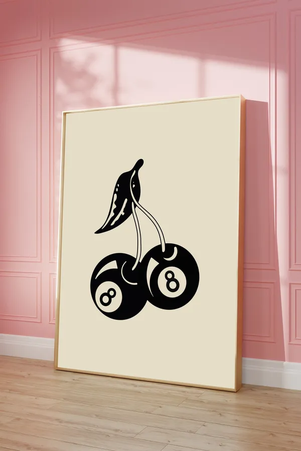 8 Ball Cherries Retro Kitchen Art Print