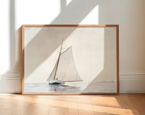 Vintage Sailboat, Modern Coastal Wall Art Print