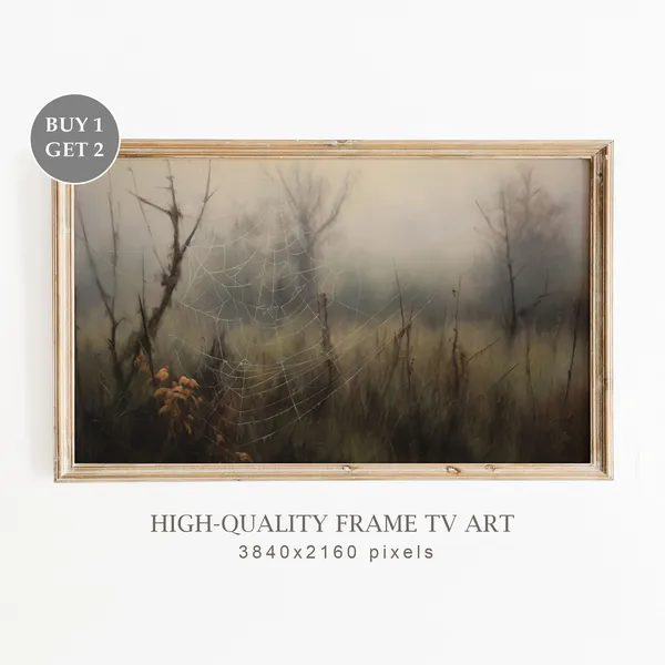 Vintage Halloween TV Frame Art, Spooky Neutral Decor