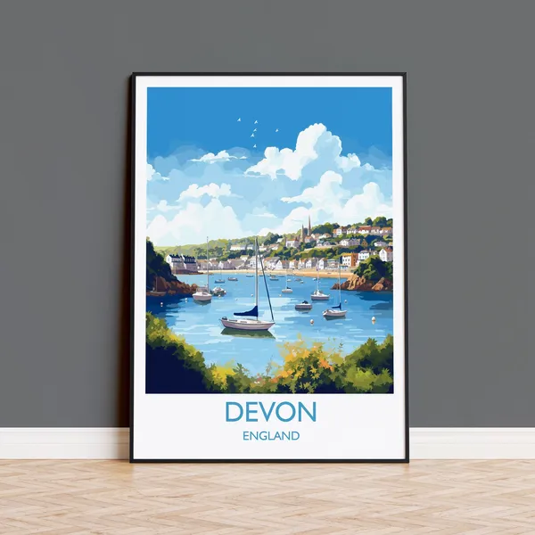 Devon Travel Poster, England Coast Art Print