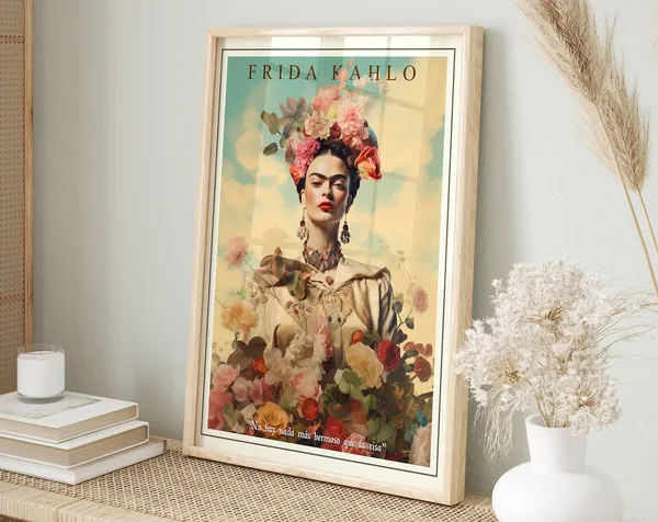Frida Kahlo Botanical Art Print, Mexican Feminist Decor