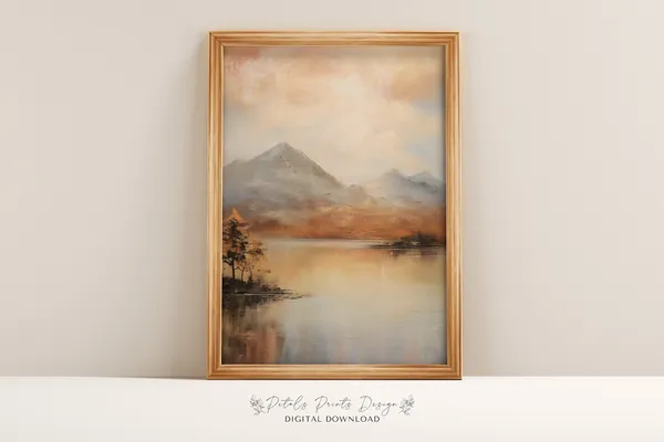 Rustic Fall Landscape Vintage Autumn Landscape Art Print