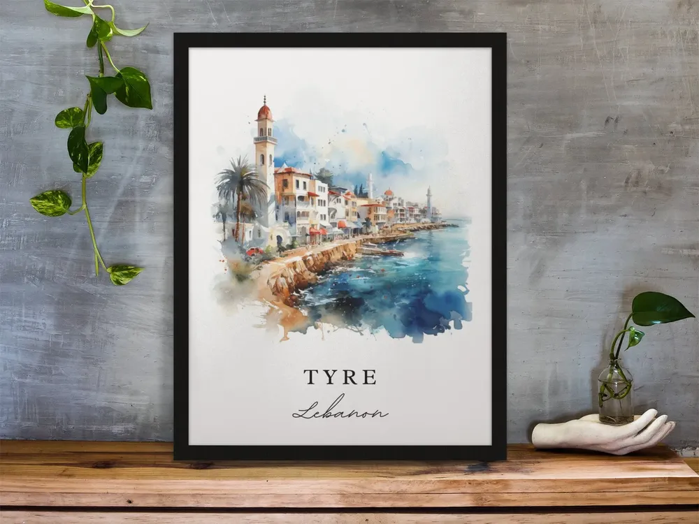 Tyre Traditional Travel Poster, Lebanon Custom Text