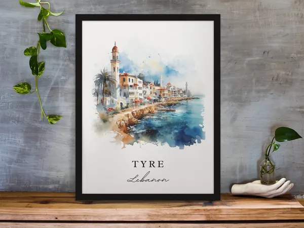 Tyre Traditional Travel Poster, Lebanon Custom Text