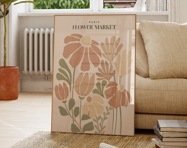 Paris Flower Market Boho Botanical Art Print