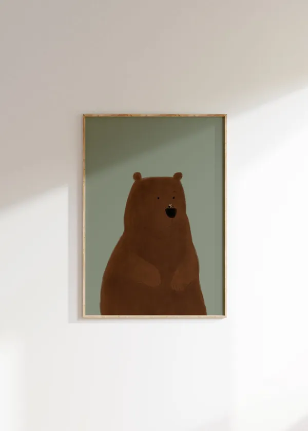 Nursery Bear Wall Art, Woodland Kids Room Print
