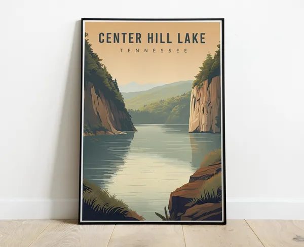 Custom Center Hill Lake Tennessee Vintage Travel Poster