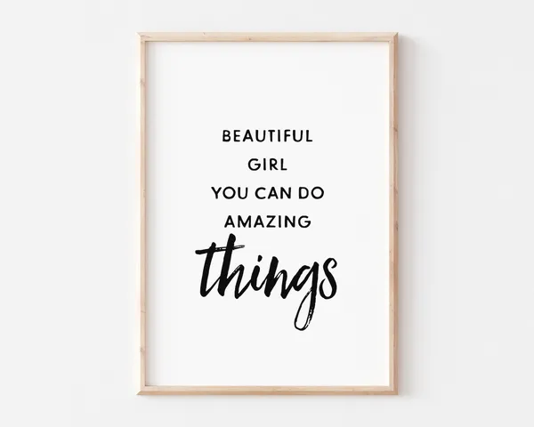 Beautiful Girl Quote Print, Teen Girl Bedroom Decor