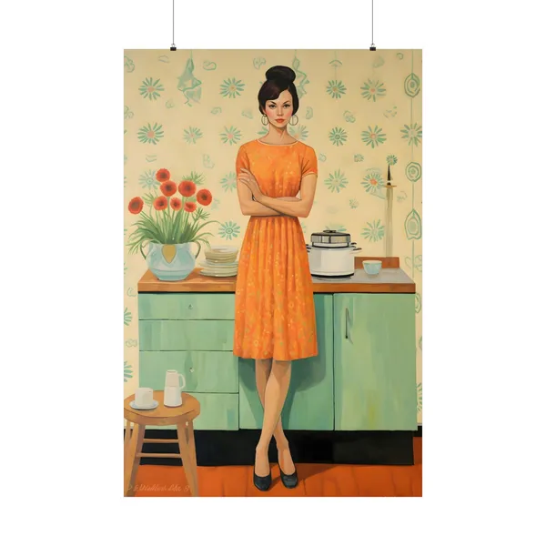 Midcentury Modern Housewife Poster, Retro 50s Art Print