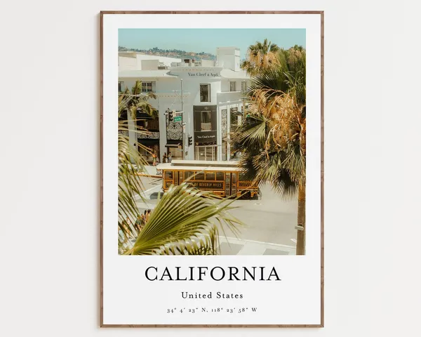 California Travel Poster, Travel Wall Art Print