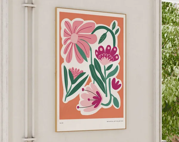 Bright Abstract Flower Botanical Poster Print