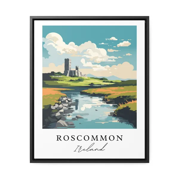 Roscommon Traditional Travel Poster, Ireland Art Print