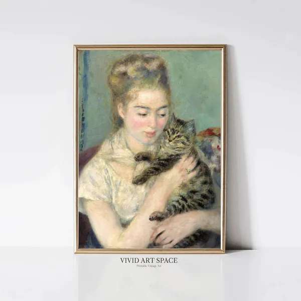 Renoir-Inspired Woman With A Cat Art Print