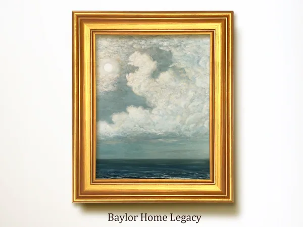 Blue Sky With Clouds Over The Ocean, Vintage Art Print