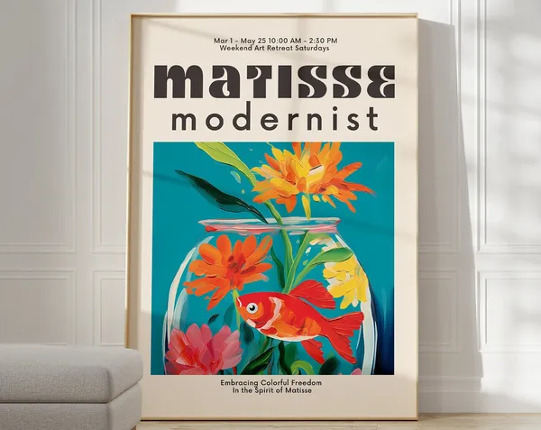 Matisse-Inspired Colorful Poster, Modern Gallery Decor
