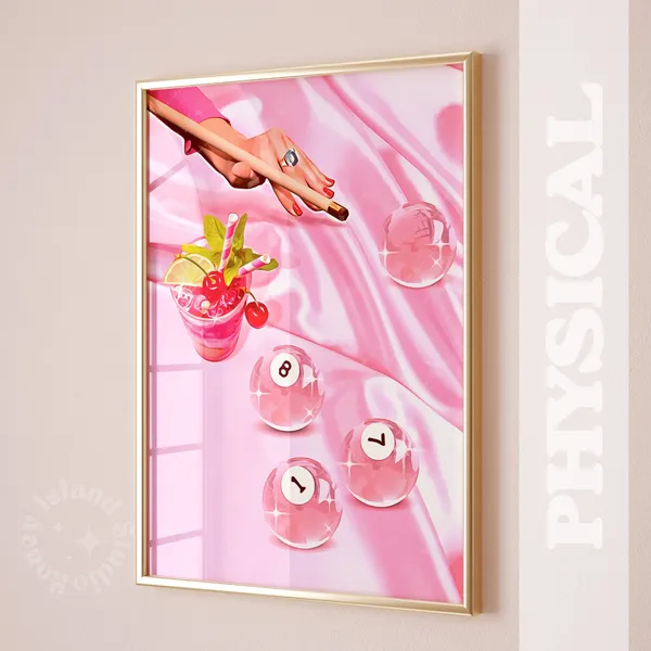 Billiards Print, Retro Drinks Poster for Game Rooms