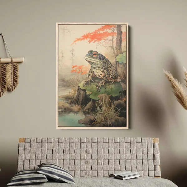 Vintage Japanese Frog Acrylic Painting Art Print