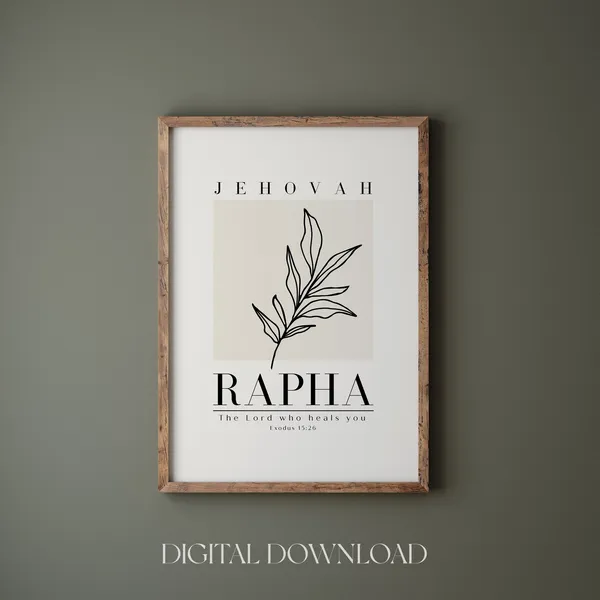 Jehovah Rapha Vintage Bible Verse Art Print