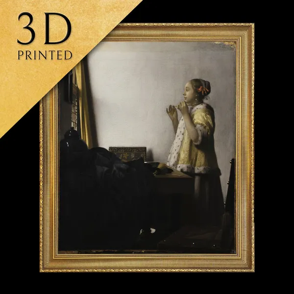 Young Woman With A Pearl Necklace, Vermeer-Inspired Art Print