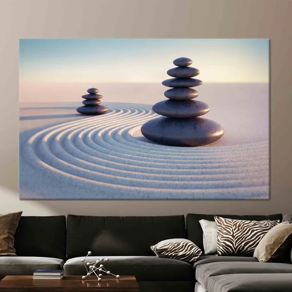 Japanese Zen Stones Art Print, Modern Wall Decor
