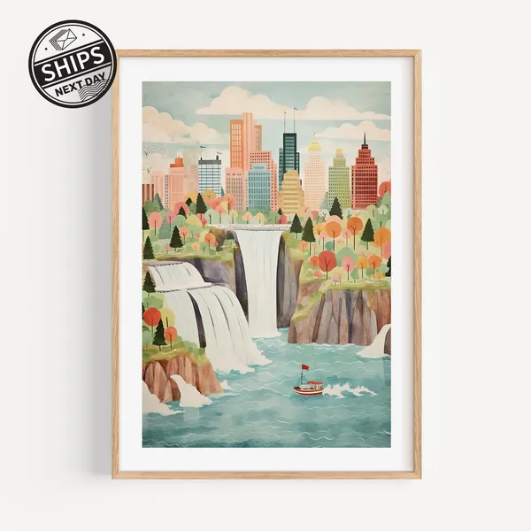 Niagara Falls Ontario Watercolor Waterfall Art Print