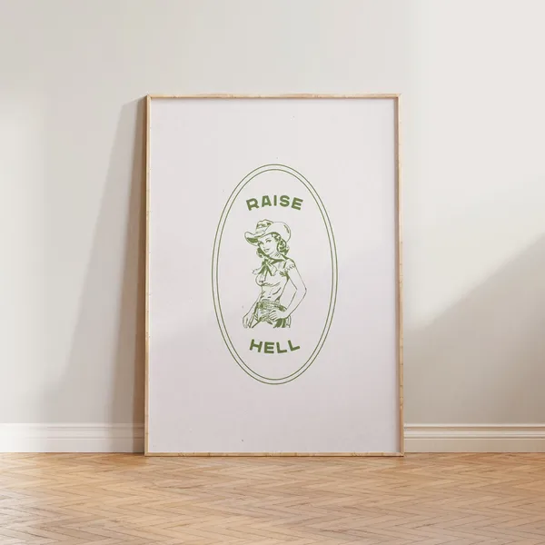 Cowgirl Poster Print, Retro Western Wall Art