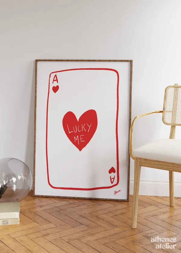 Lucky Me Playing Card Line Art Art Print