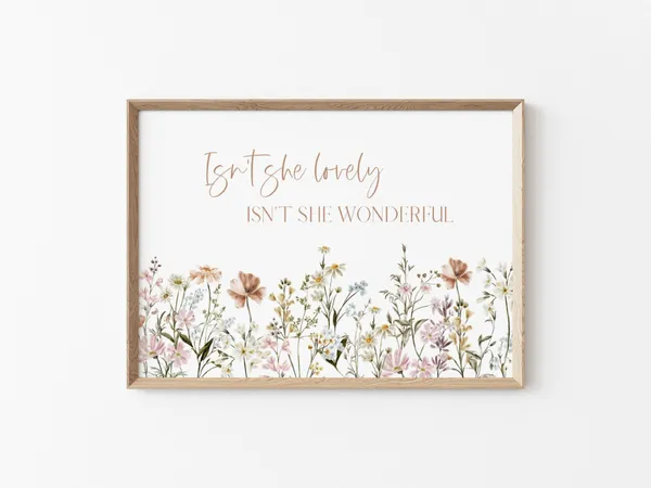 Wildflowers Nursery Boho Art Print, Baby Girl Decor