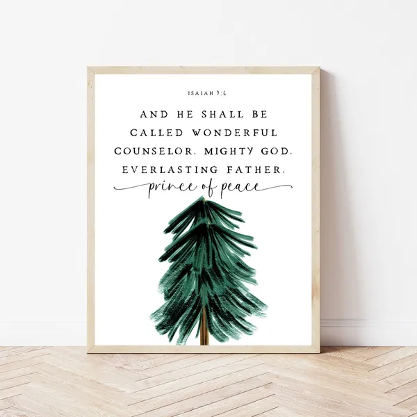 Bible Verse Christmas Art Print, Isaiah 9:6