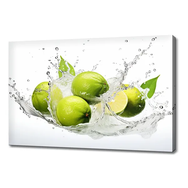 Green Limes Water Splash Poster, Modern Kitchen Decor