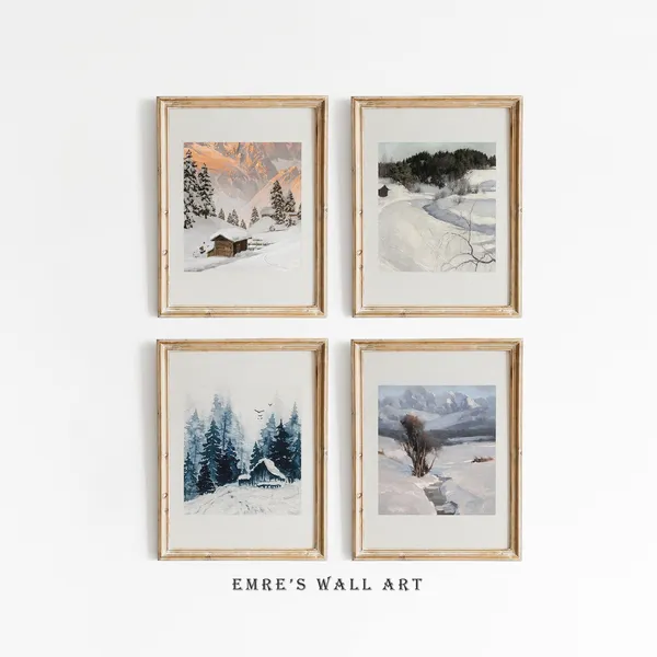 Vintage Winter Farmhouse Decor Art Print