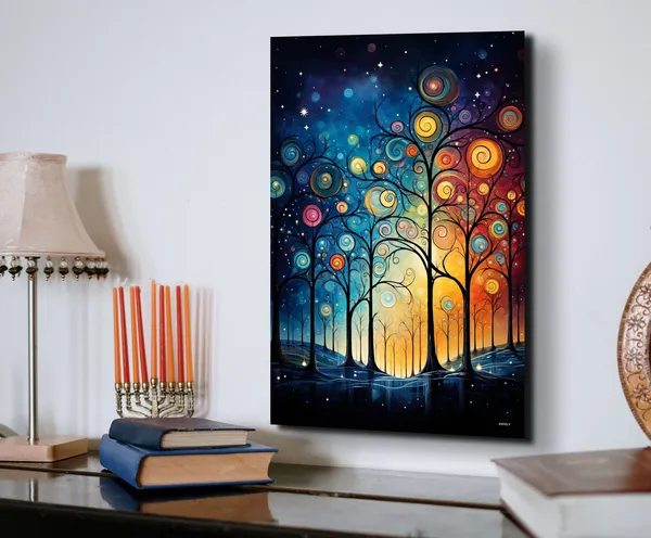 Colorful Tree Wall Art, Twisted Branches Art Print