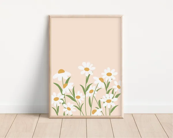 Daisy Nursery Wall Art, Boho Floral Poster