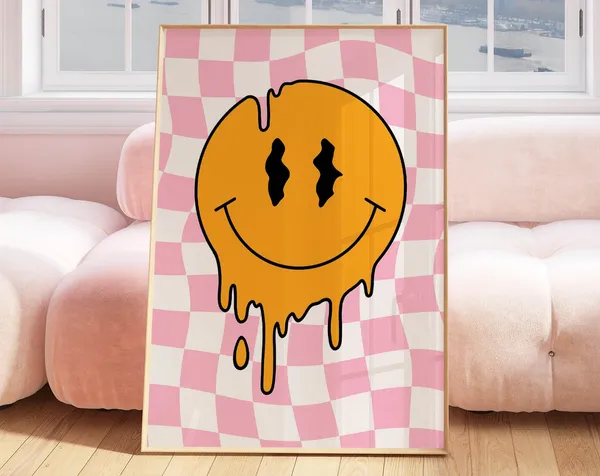 Melting Smile Face 70s Groovy Poster Print