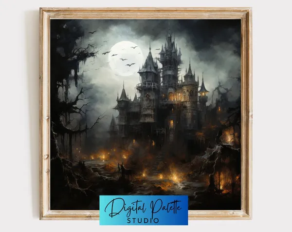 Scary Castle Halloween Art Print