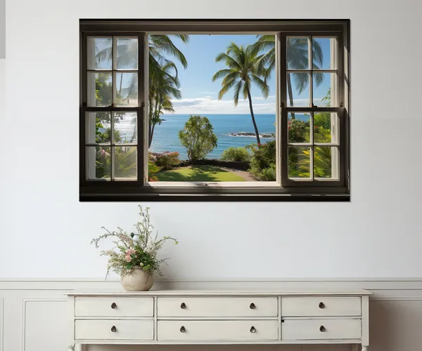 Open Window With Waikiki Beach View, Art Print