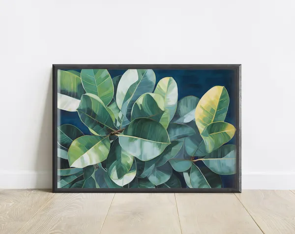 Ficus Leaves Abstract Botanical Art Print, Colorful