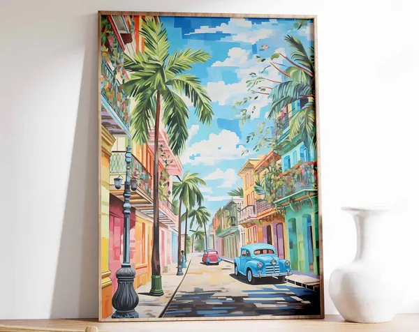 Havana Vintage Travel Poster, Cuban Decor Print