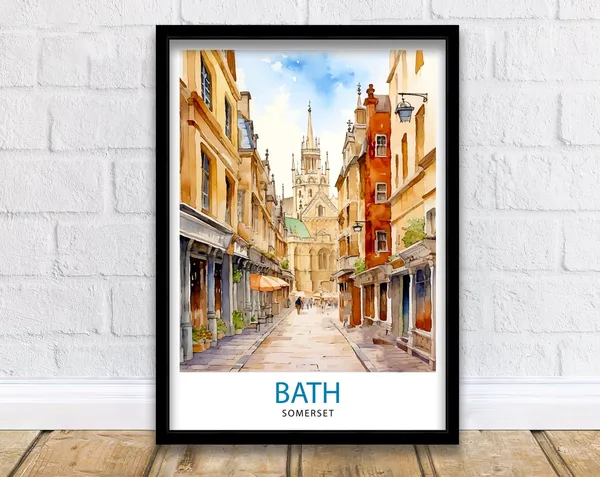 Bath Somerset Travel Poster, England Wall Art