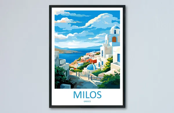 Milos Travel Poster, Greece Wall Art Print